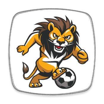 Lion Soccer Dessin animé - Magnet carré - blanc - Devant