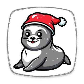Robbe Tier Weihnachten - Viereckiger Kühlschrankmagnet - Weiß - Vorne