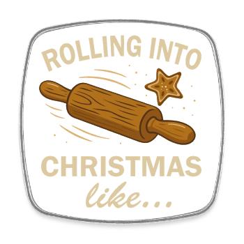 Weihnachten Weihnachtsbäckerei Teigroller und Keks - Viereckiger Kühlschrankmagnet - Weiß - Vorne