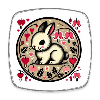 Love Bunny Circle Art - Square fridge magnet - white - Front