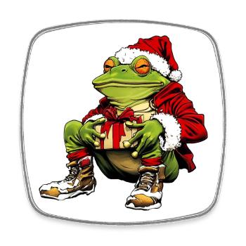 Grenouille du Père Noël - Magnet carré - blanc - Devant