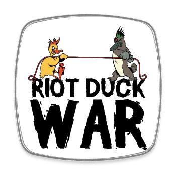 Kampf ums Seil Cartoon Enten - Viereckiger Kühlschrankmagnet - Weiß - Vorne