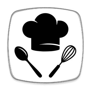 Koch & Küche | Kochen ist Liebe Logo - Viereckiger Kühlschrankmagnet - Weiß - Vorne