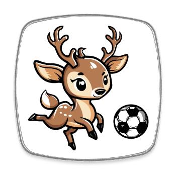 Cartoon Reh Fußball - Viereckiger Kühlschrankmagnet - Weiß - Vorne