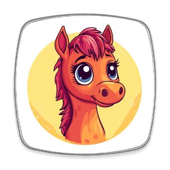 Dessin animé de portrait de poney câlin - Magnet carré - blanc - Devant