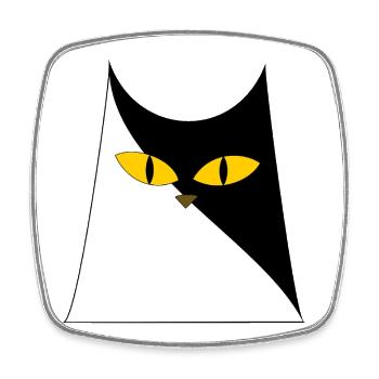 Chat aux yeux jaunes - Magnet carré - blanc - Devant