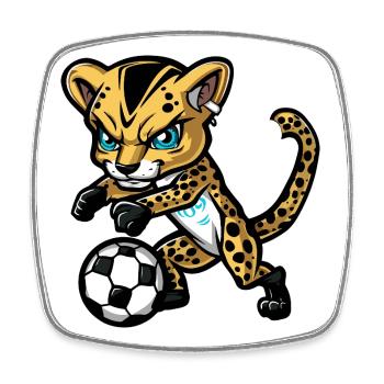 Bande dessinée de football guépard - Magnet carré - blanc - Devant