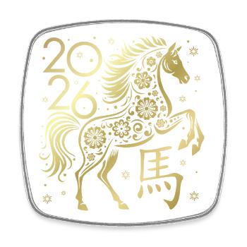 Chinese New year of the Horse 2026 - Square fridge magnet - white - Front