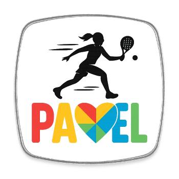 Padel Herzfarben Logo - Viereckiger Kühlschrankmagnet - Weiß - Vorne