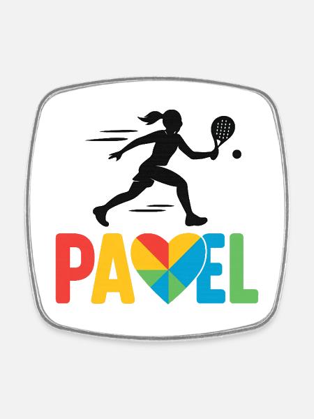 Padel Heart Colors Logo - Square fridge magnet - white