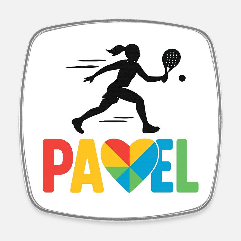 Padel Heart Colors Logo - Square fridge magnet - white
