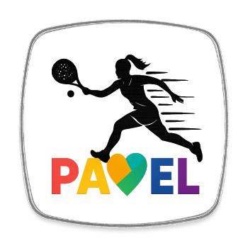 Padel Coeur Arc-en-ciel Sprint - Magnet carré - blanc - Devant