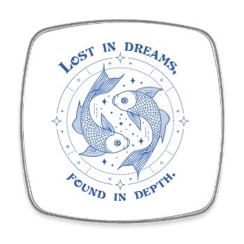Signe du zodiaque des Poissons – Don astrologique rêveur - Magnet carré - blanc - Devant