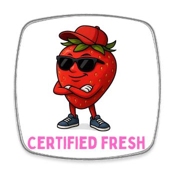 Certified fresh - Fresh Strawberry Streetwear - Square fridge magnet - white - Front