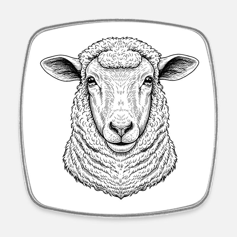 Schaf - Viereckiger Kühlschrankmagnet - Weiß