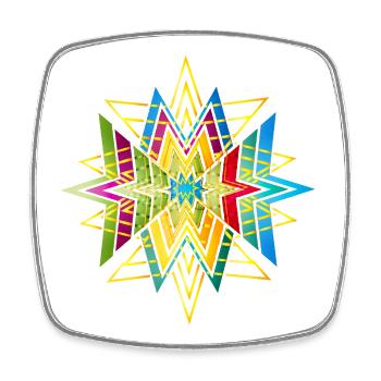 Ornement d’étoile géométrique coloré – Ethno Design - Magnet carré - blanc - Devant