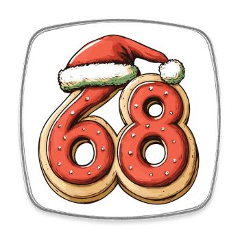 68 Number Biscuit Christmas - Square fridge magnet - white - Front