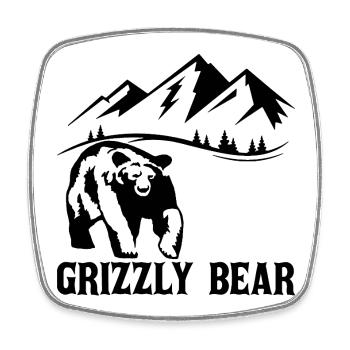 Hiking with a (black) bear - Square fridge magnet - white - Front