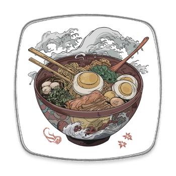 Big bowl of ramen - Square fridge magnet - white - Front