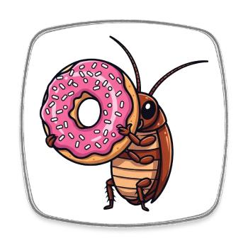 Mignon cafard beignet amateur de dessin animé - Magnet carré - blanc - Devant