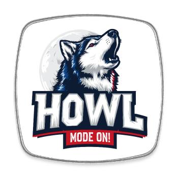 Howl Mode On – Husky Design mit Mond - Viereckiger Kühlschrankmagnet - Weiß - Vorne