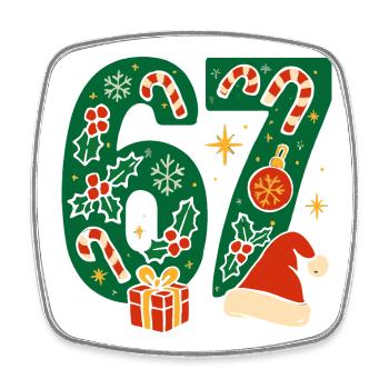 Weihnachten 6-7 Spaß 67 Zahl 6 7 Xmas Sechs Sieben - Viereckiger Kühlschrankmagnet - Weiß - Vorne