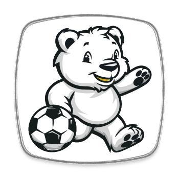 Eisbär Fußball Comic - Viereckiger Kühlschrankmagnet - Weiß - Vorne