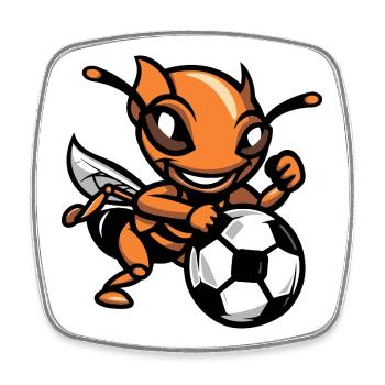 Ant Soccer Cartoon - Square fridge magnet - white - Front