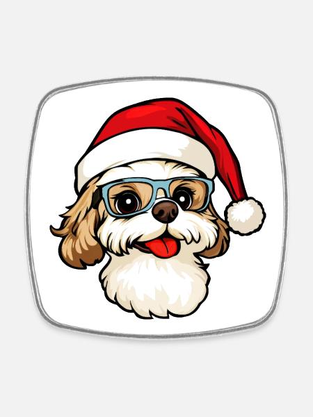Hunde Weihnachten - Viereckiger Kühlschrankmagnet - Weiß