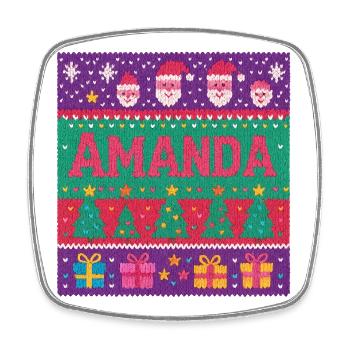 Festlicher Name Amanda Hässlicher Weihnachtsstil, Weihnachten - Viereckiger Kühlschrankmagnet - Weiß - Vorne