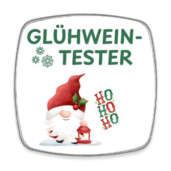 witzig Weihnachten Glühweintester Wichtel Ho ho ho - Viereckiger Kühlschrankmagnet - Weiß - Vorne