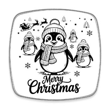Festive Penguin Wishes Merry Christmas - Magnet carré - blanc - Devant