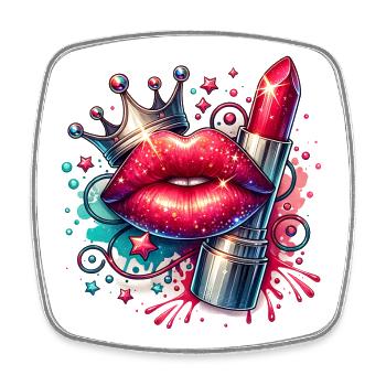 Girl Stuff Glamour Queen Lipstick - Square fridge magnet - white - Front