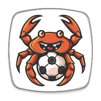 Mascotte de football de crabe - Magnet carré - blanc - Devant