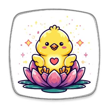 Chick in lotus heart - Square fridge magnet - white - Front