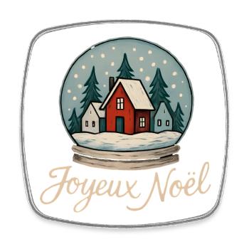 Boule de Noël Maison Rouge - Magnet carré - blanc - Devant