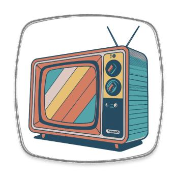 TV Vintage Rayures Colorées - Magnet carré - blanc - Devant