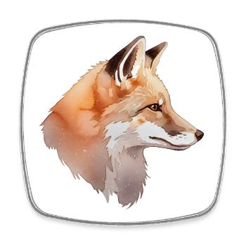 Wasserfarbener Fuchs Kopf - Viereckiger Kühlschrankmagnet - Weiß - Vorne