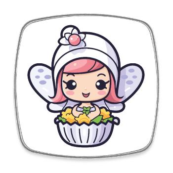 Fairy Baking Cake Baking Fairy - Square fridge magnet - white - Front