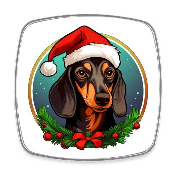 Christmas Dachshund - Square fridge magnet - white - Front