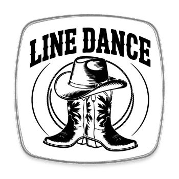 Line Dance Country Western Motif - Square fridge magnet - white - Front