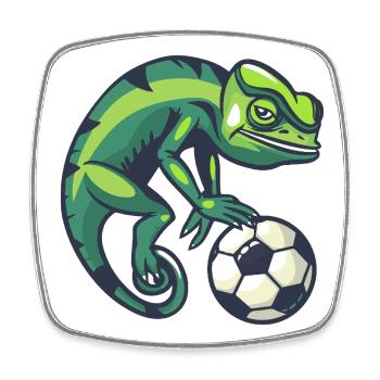 Gecko with football - Square fridge magnet - white - Front