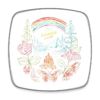 Summer Camp – Colorful Retro Nature Design - Square fridge magnet - white - Front