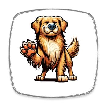 Talk to the Paw Golden Retriever Goldie Goldies - Square fridge magnet - white - Front