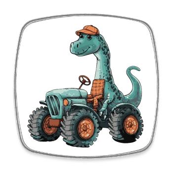 Dinosaurier brontosaurus Traktor Farmer - Viereckiger Kühlschrankmagnet - Weiß - Vorne