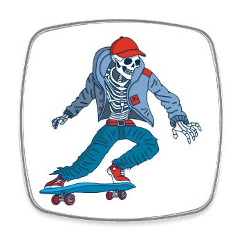 Skeleton on skateboard - Square fridge magnet - white - Front