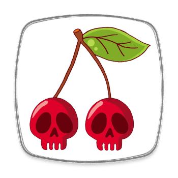 Crânes de cerises - Magnet carré - blanc - Devant