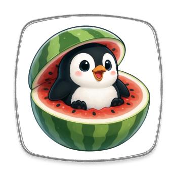 Été des Fruits Amusants du Pingouin Décalé avec Melon - Magnet carré - blanc - Devant