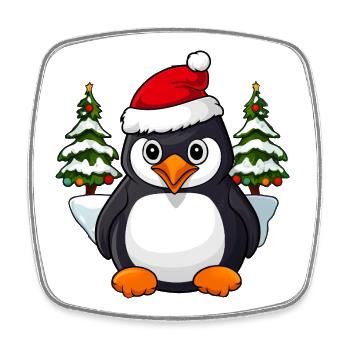 Pingouin de Noël - Magnet carré - blanc - Devant