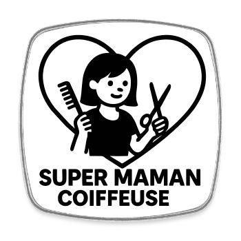 Superfriseur-Mama – Coeur-Frisure - Viereckiger Kühlschrankmagnet - Weiß - Vorne
